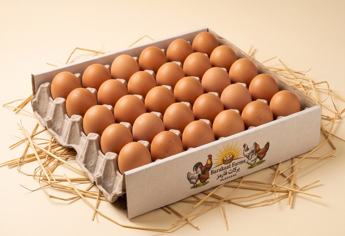 A full Barakaat Farms tray of thirty desi eggs