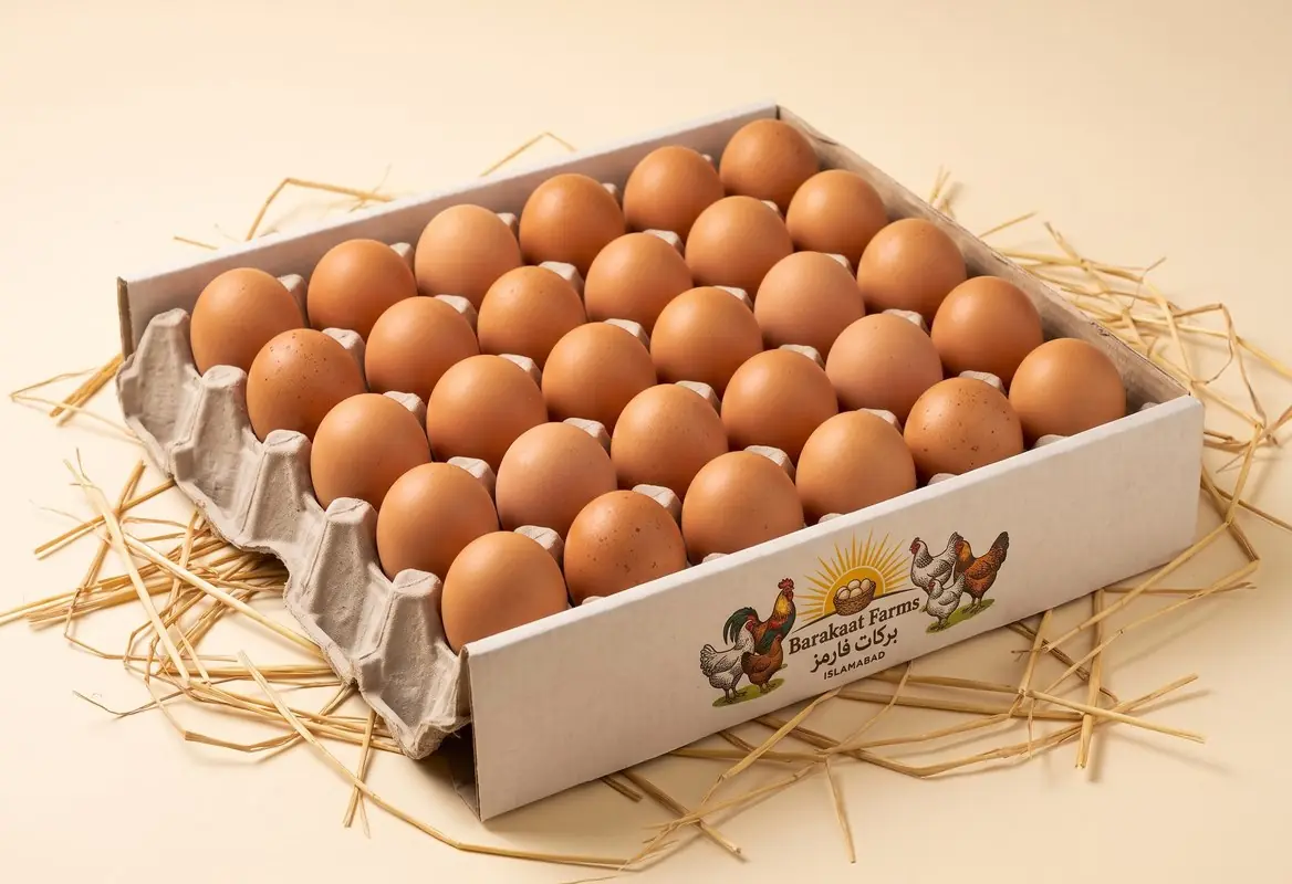A full Barakaat Farms tray of thirty desi eggs